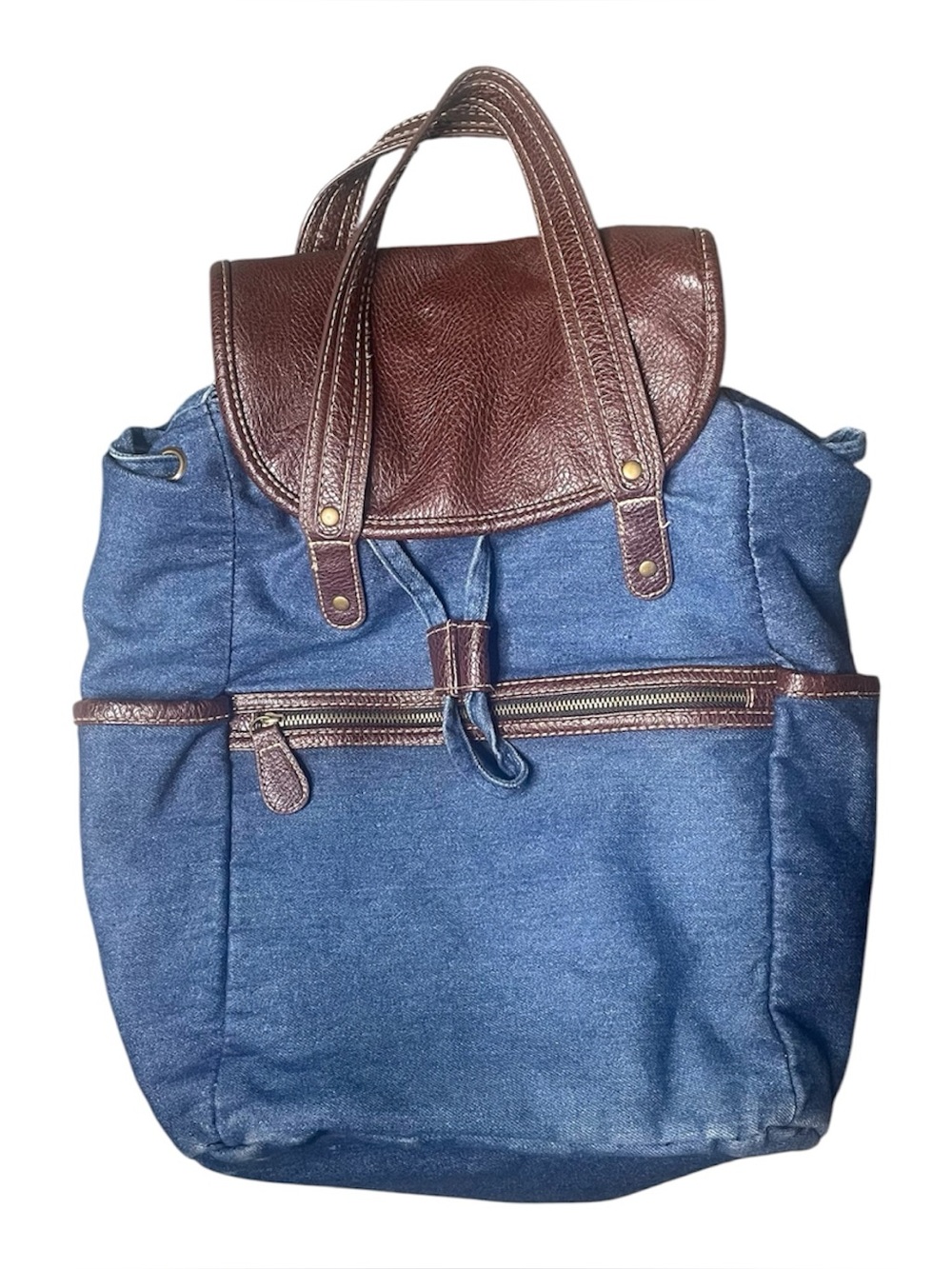 Punctuate by Barnes & Noble blue & brown denim backpack